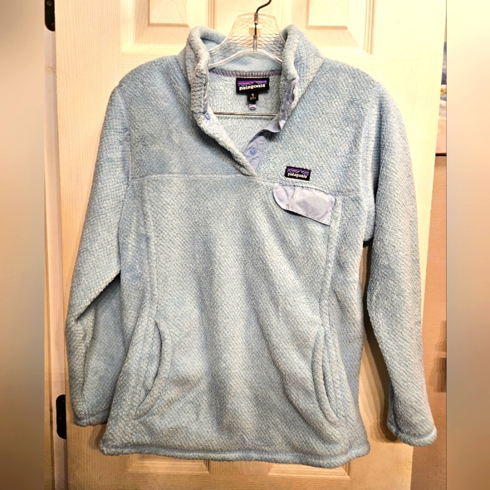 Patagonia light blue fleece T snap pullover sweater youth extra large 14